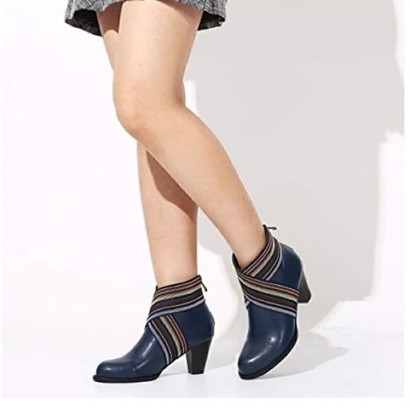 Women Comfy Pointed Toe Zipper Chunky High Heel Boots size 38/US 7.5 - Picture 9 of 15